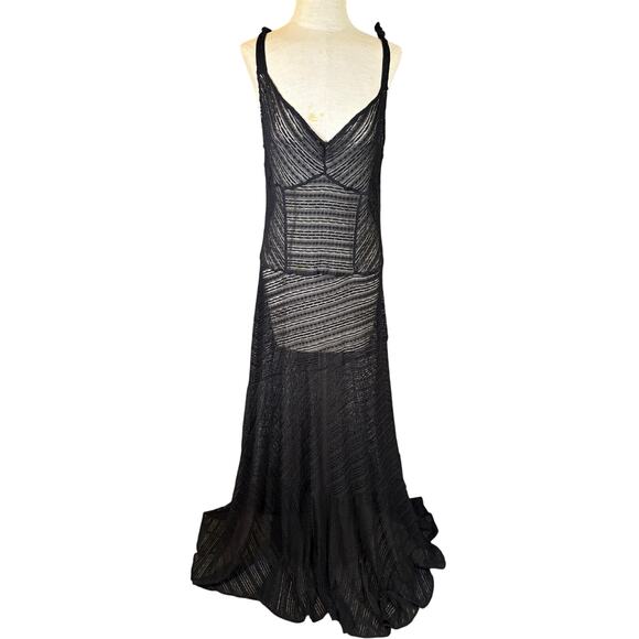 Intimately Free People Black Sheer Floor Length Lace Dress Large Sexy Layering - Picture 2 of 9